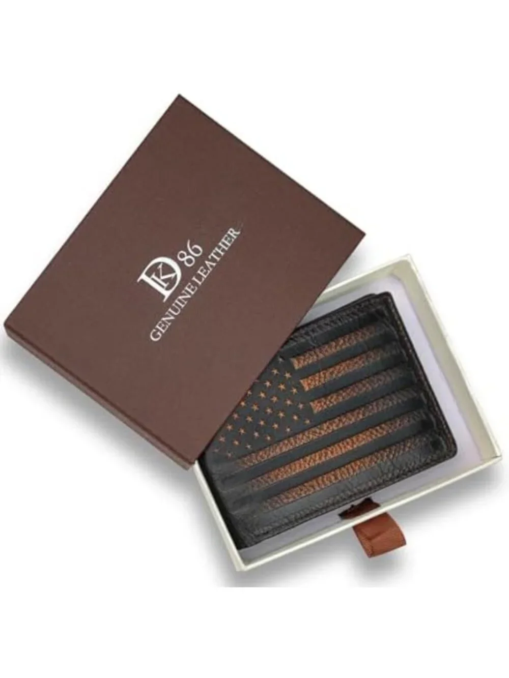 Slim RFID Bifold Wallet for Men, Genuine Leather, 2 ID Windows, Gift Box